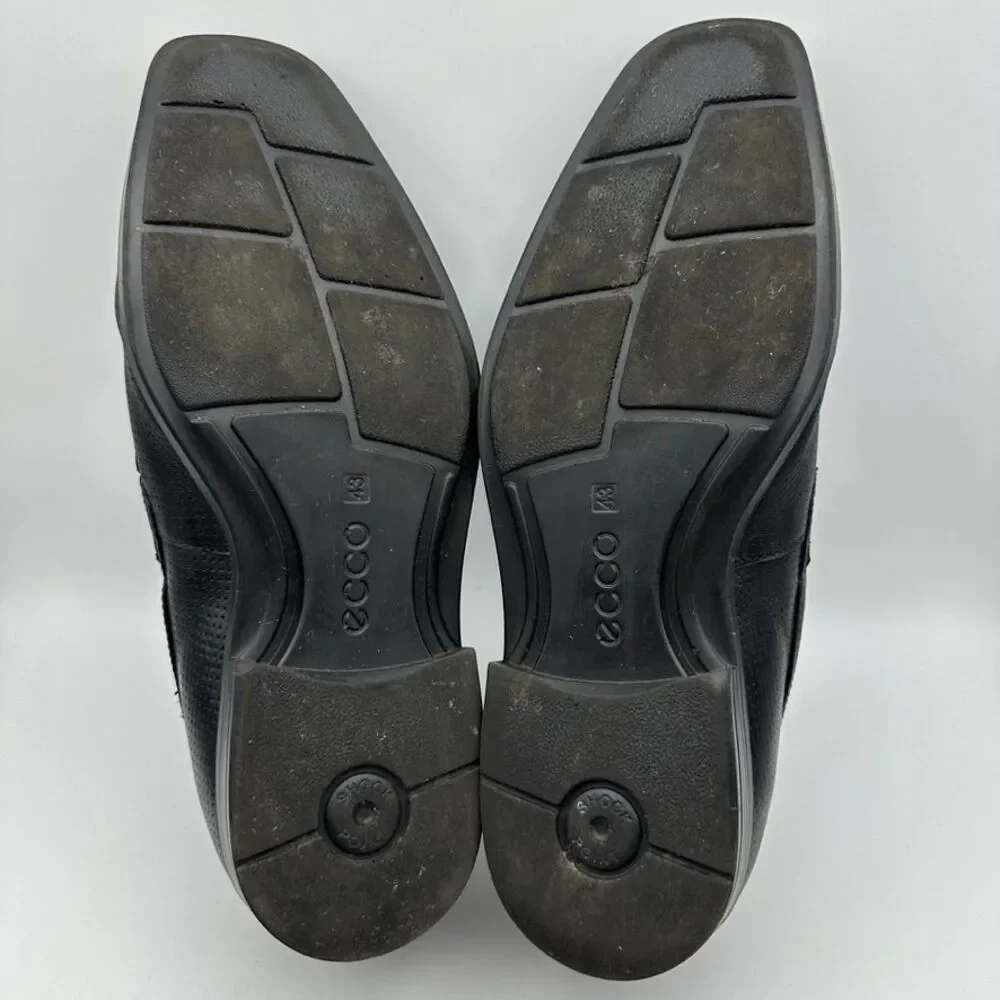 Ecco Men's‎ Black Leather Slip-On Dress Loafers Business Shoes Size 43 US 9-9.5